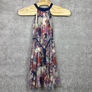 Liberty Of London x Target Pleated Swing Dress Halter Boho Ivory Belted Size‎ XS